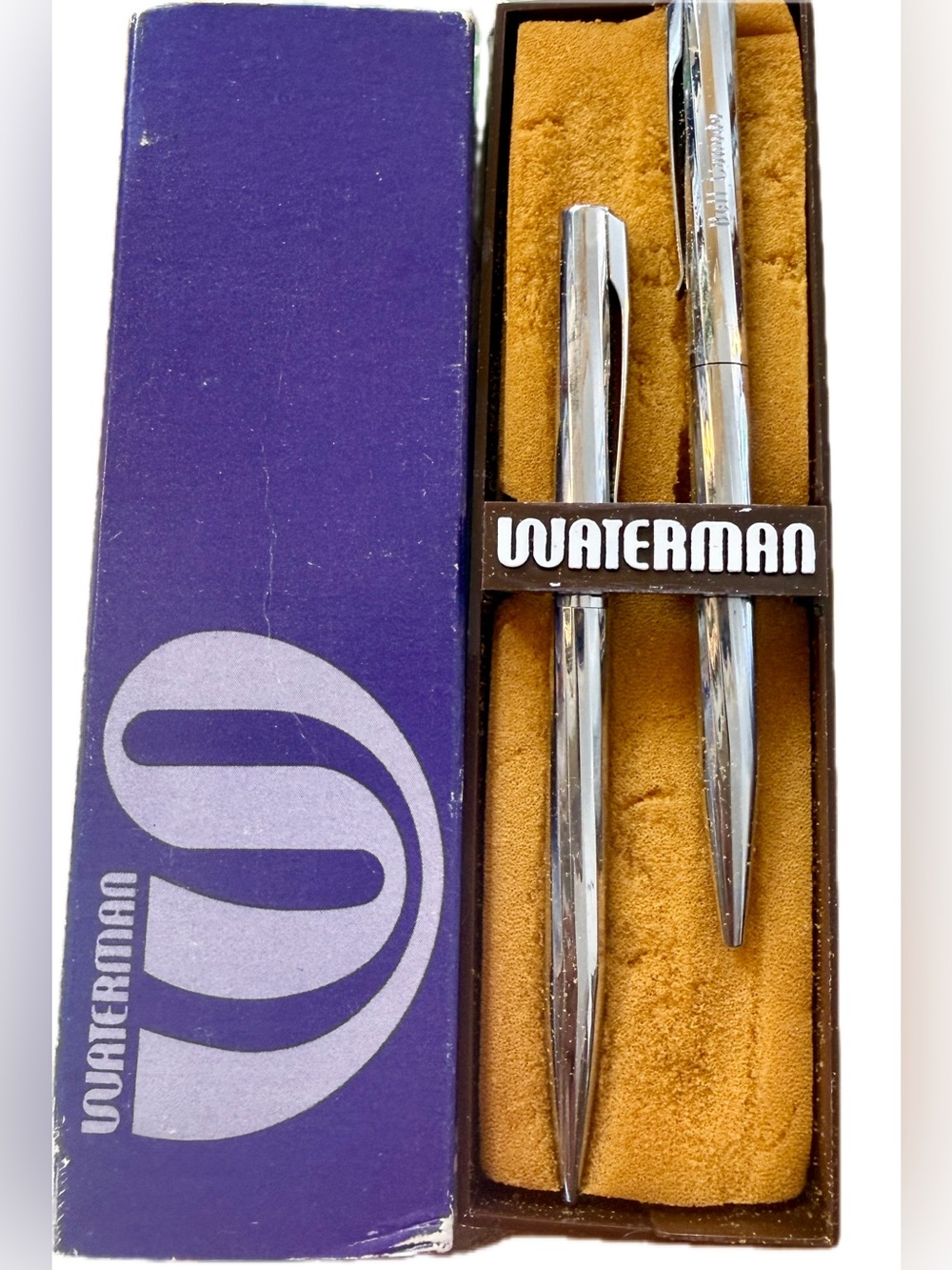 Vintage Waterman Bell Canada Chrome Ballpoint Pen & Pencil Set